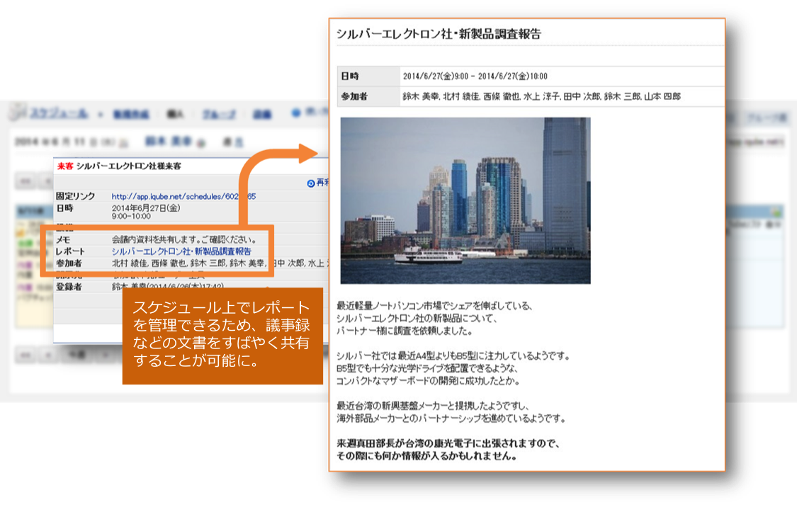 スケジュールとレポートやToDoリストとの連携